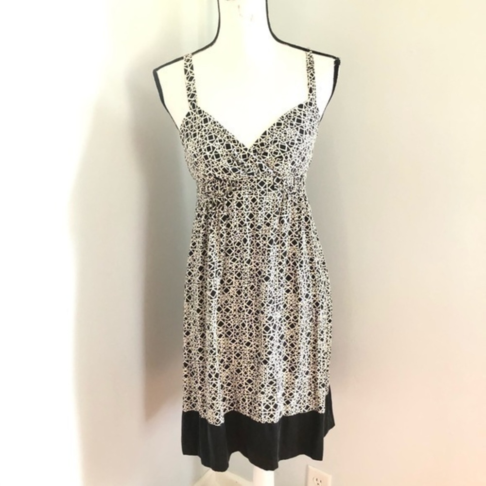 Elie Tahari Silk Black White Geometric Dress S